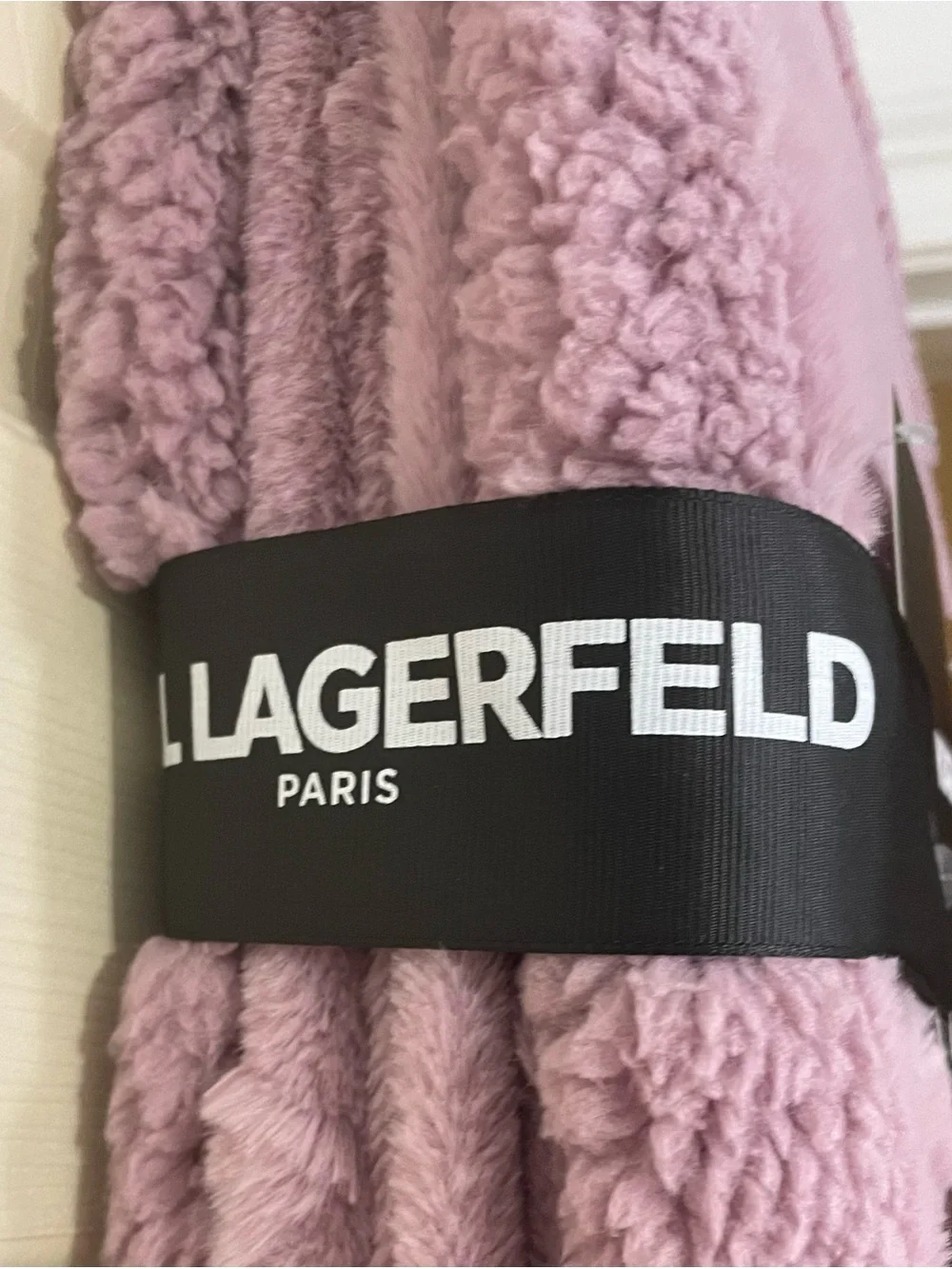 Karl Lagerfeld Paris Faux Fur & Sherpa Throw Blanket